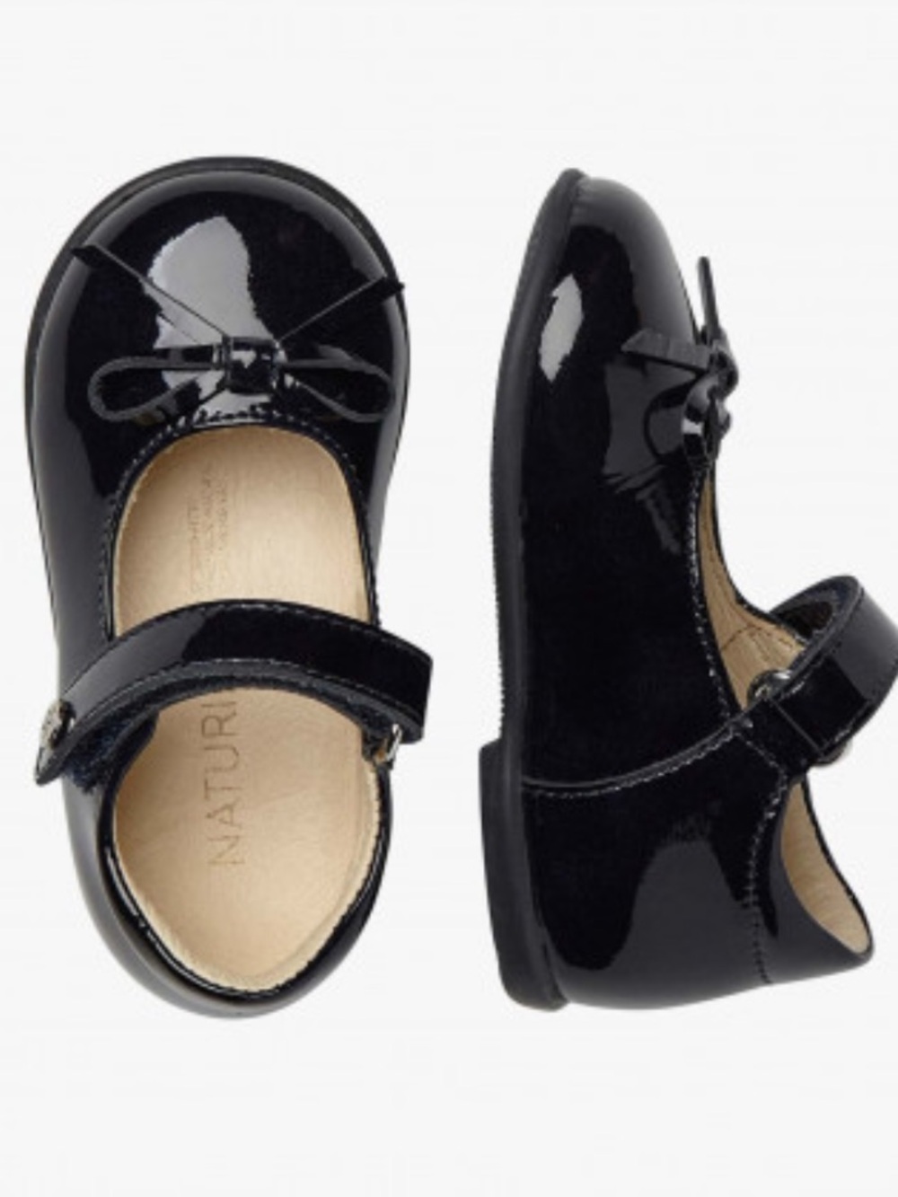 Naturino Toddler Girl Size EU 23 Black Patent Leather Mary Jane's with Bow